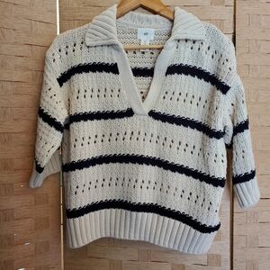 H&M Knit Sweater Women's Size Small Short Sleeve Stripes